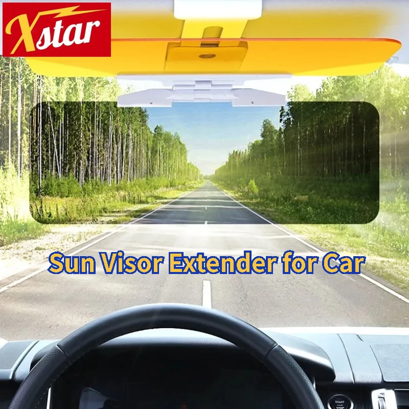 Sun Visor Extender for Car, 2 in 1 Day and Night Polarized PC Car Sun Visor Extender, Anti-Glare Protects from Sun Glare UV Rays