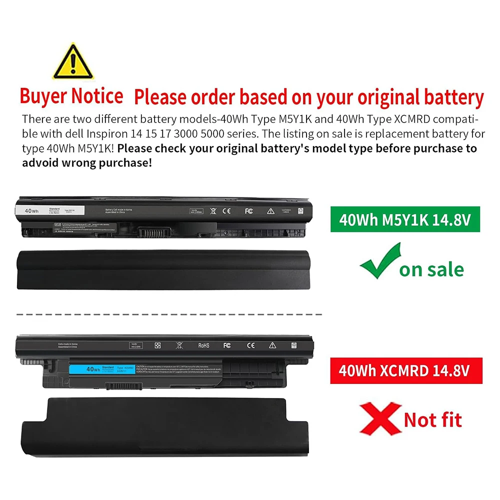 40Wh M5Y1K Laptop Battery for Dell Inspiron 3451 3551 3558 3567 5458 5558 5559 5758 5759 Vostro 3458 3558 GXVJ3 HD4J0 WKRJ2