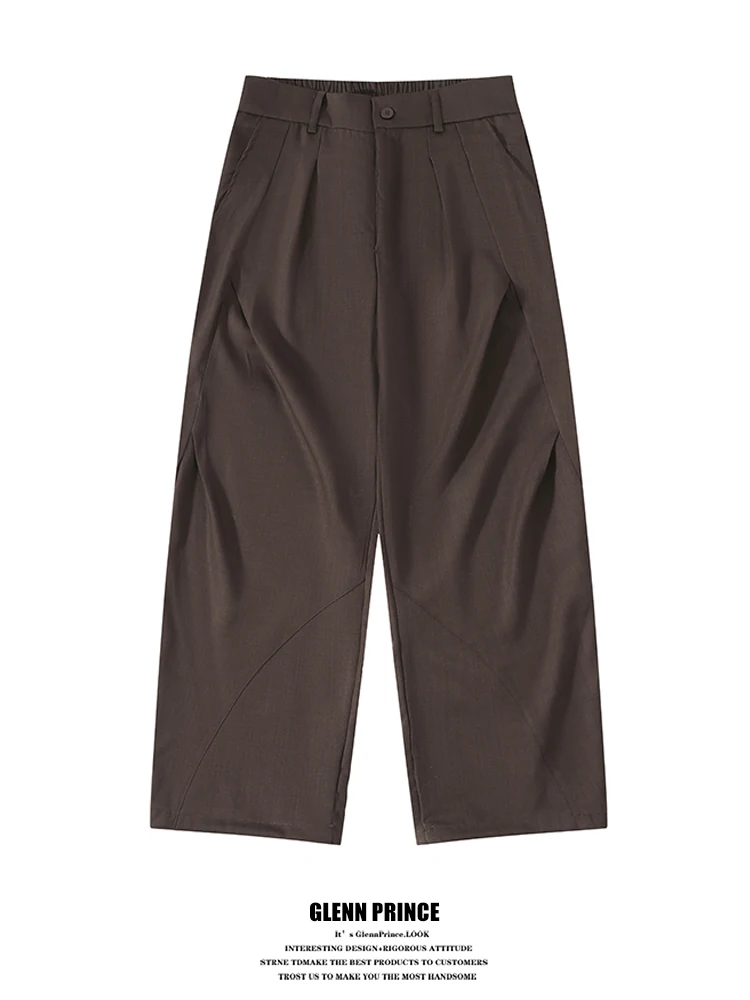 

Loose Men's Casual Trousers Pleated 3D Tailoring Versatile Drapey Knife Pants Japanese Style Polyester Fiber Spring Season
