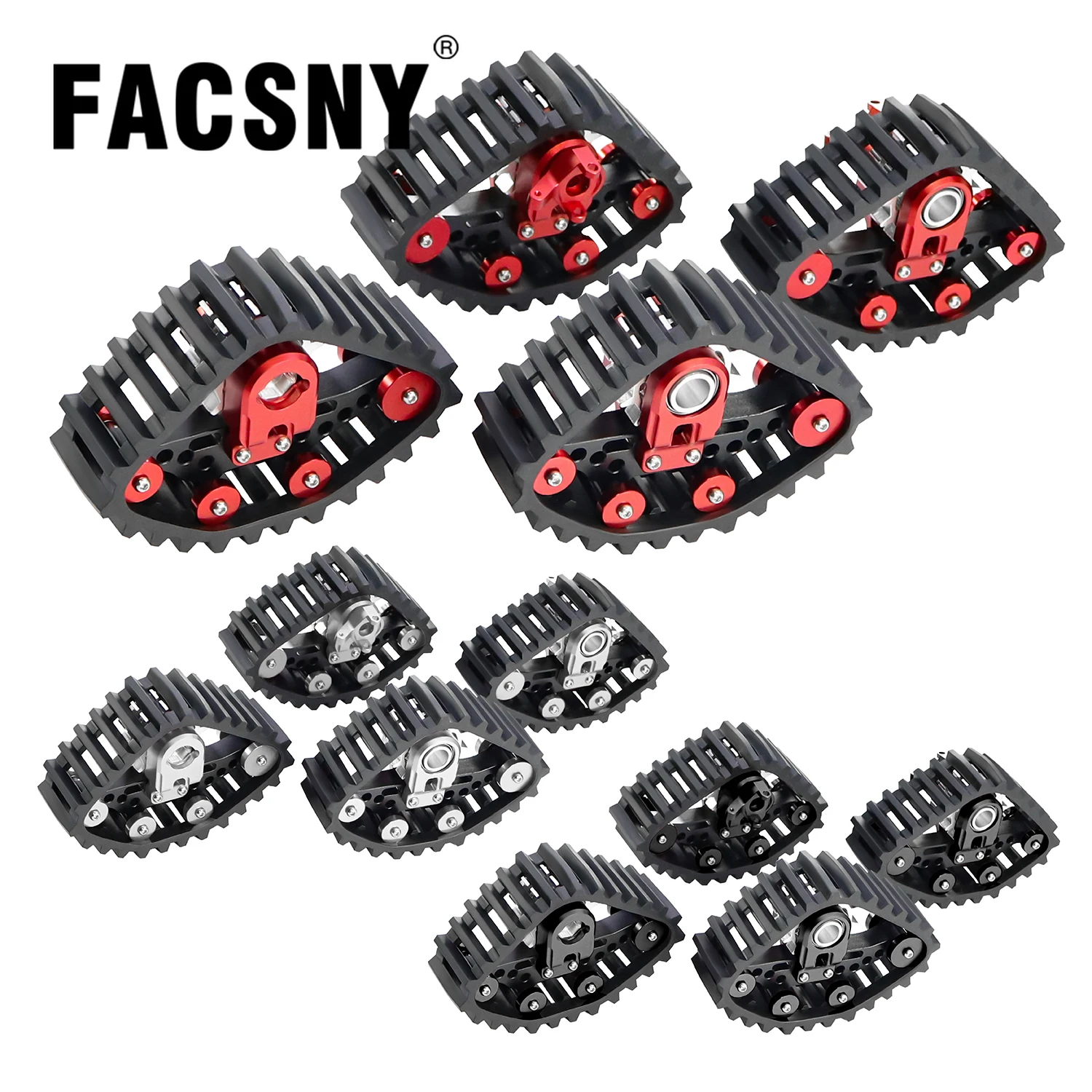 1/24 알루미늄+고무 스노우 트랙 휠 타이어 RC 크롤러 자동차 SCX24 DIY 업그레이드 부품 액세서리