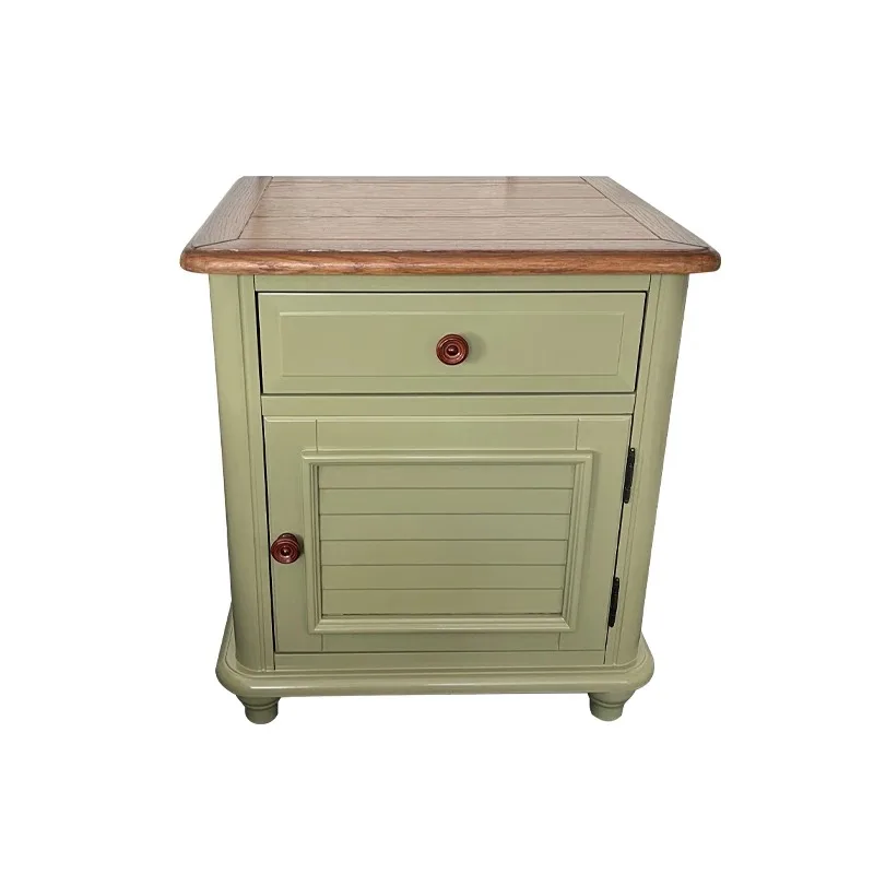 

American country, simple modern solid wood bedside table, bedroom storage, Mediterranean style