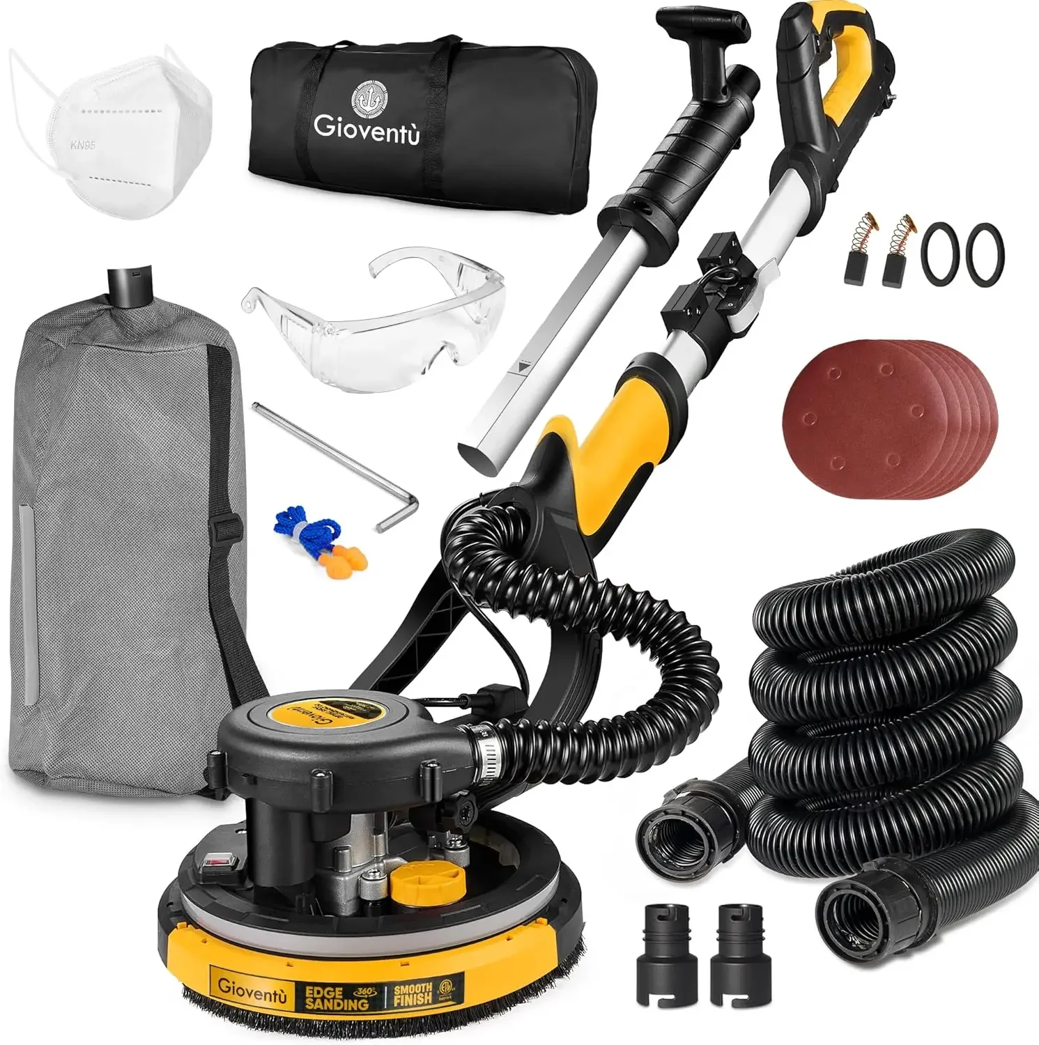 Drywall Sander, 7-amp Powerful Electric Drywall Sander with Vacuum Attachment, Auto Dust Collection, 7 Variable Speed