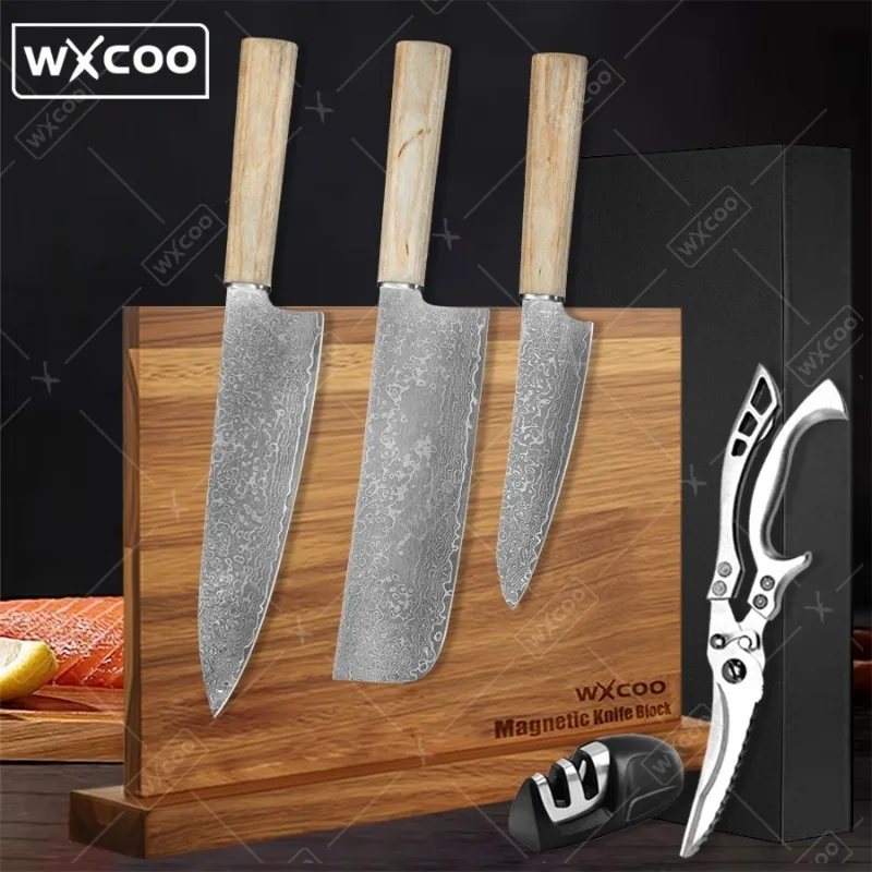 

WXCOO Professional Chef Kitchen Knives Stainless Steel Slicing Knife Meat Cleaver Fruit Vegetable Utility Chef Kitchen Tool