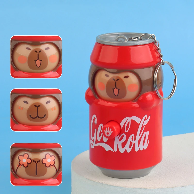 카툰 프레스 체인지 페이스 캔 키체인 스쿨백 참 어린이 스트레스 해소 장난감 펜던트 키체인 장난감 창의적인 생일 선물