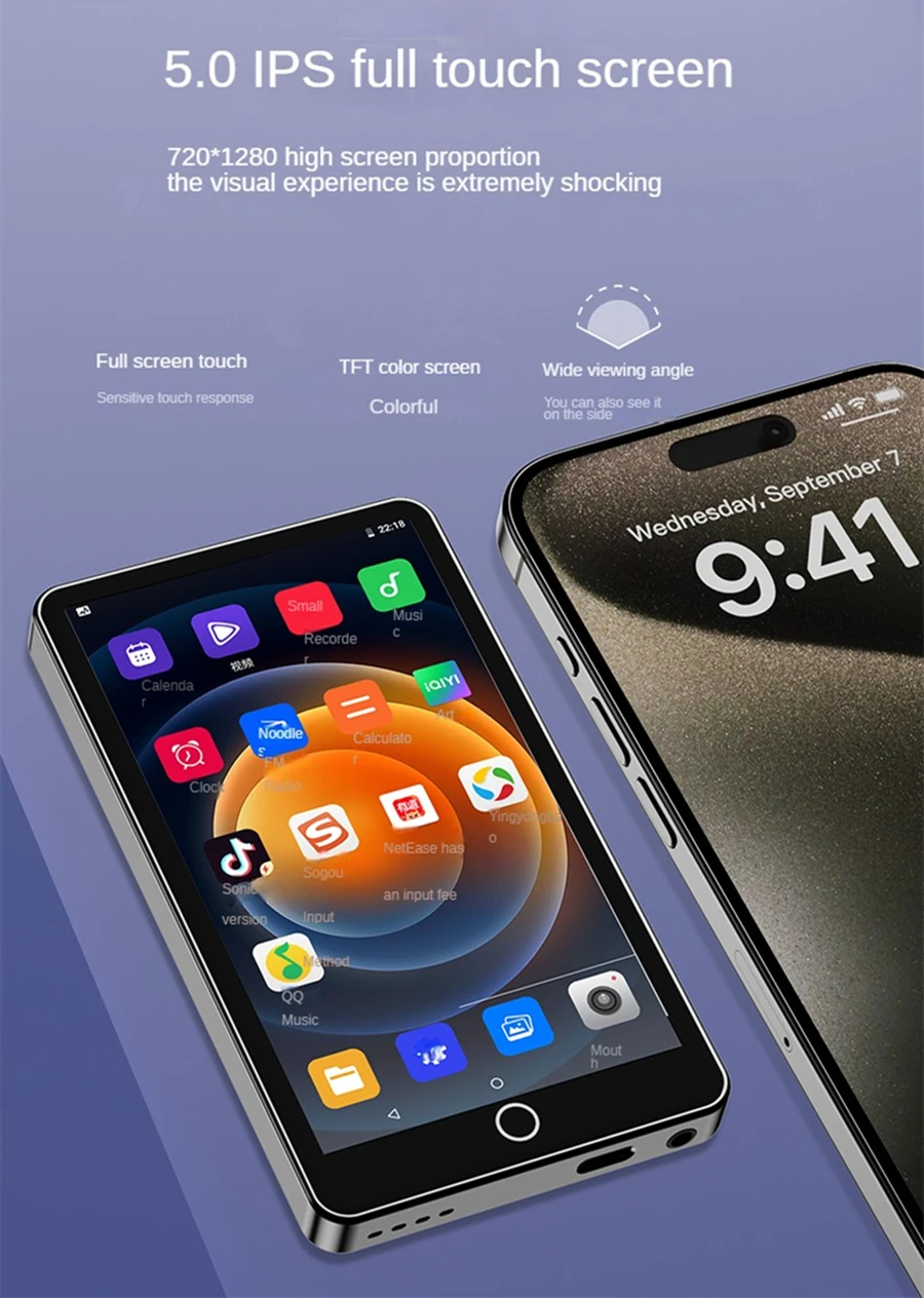 مشغل Mp3 مع كاميرا ، بلوتوث ، واي فاي ، أندرويد ، 64 جيجابايت ، شاشة تعمل باللمس ، hifi ، مسجل الموسيقى ، فيديو ، مكبر صوت بطاقة tf ،