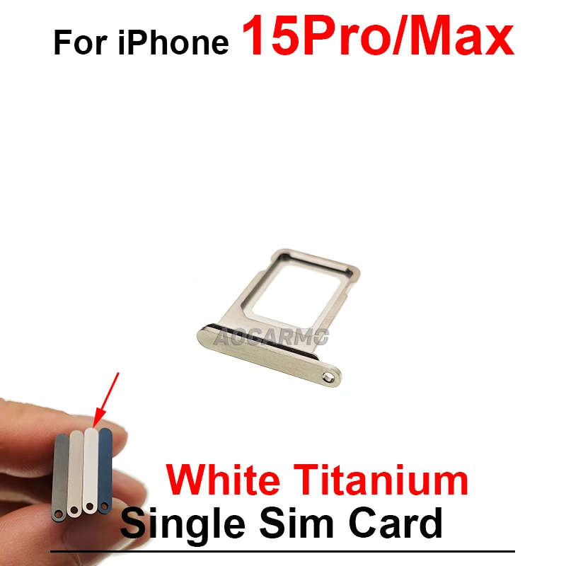 Single / Dual Sim Tray For iPhone 15 Pro Max 15Pro Black Blue White Natural Titanium SIM Card Holder Slot Replacement Parts