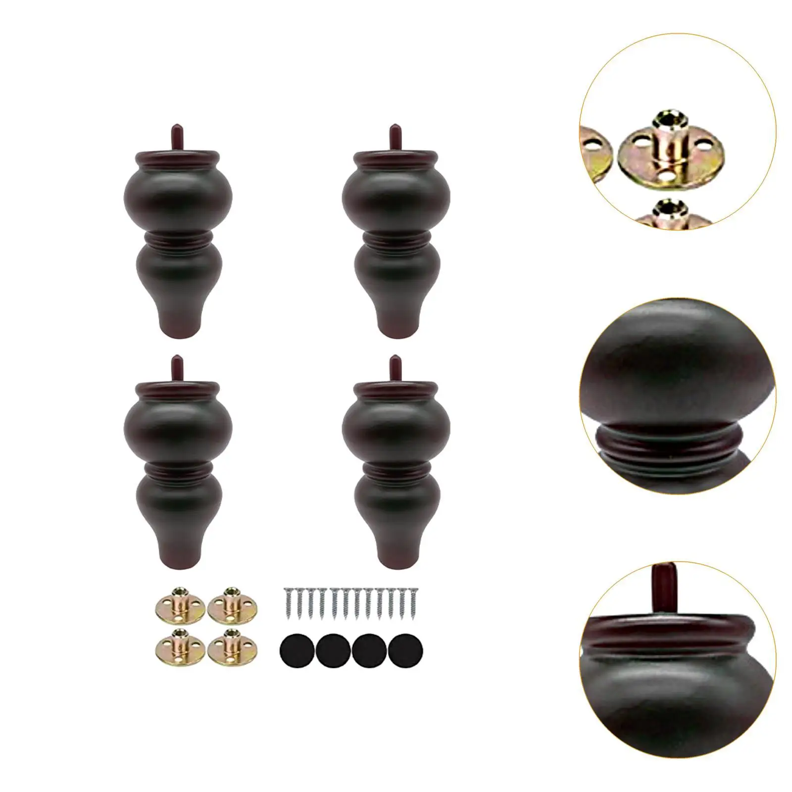 Wooden Furniture Leg Set Classical Decorative TV Stand Replacement Riser Feet for Modular Sofa Fitting Living Room