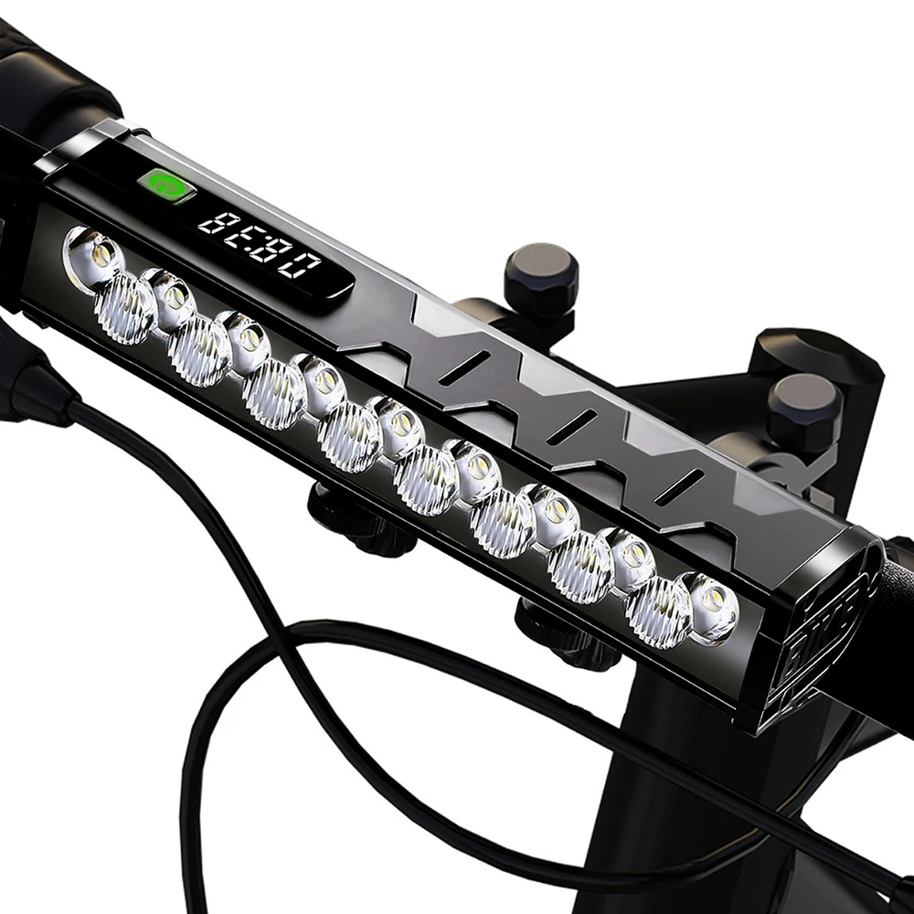 

Велосипедный передний фонарь 5000 люмен с цифровым дисплеем, USB-зарядка, водонепроницаемость IPX5