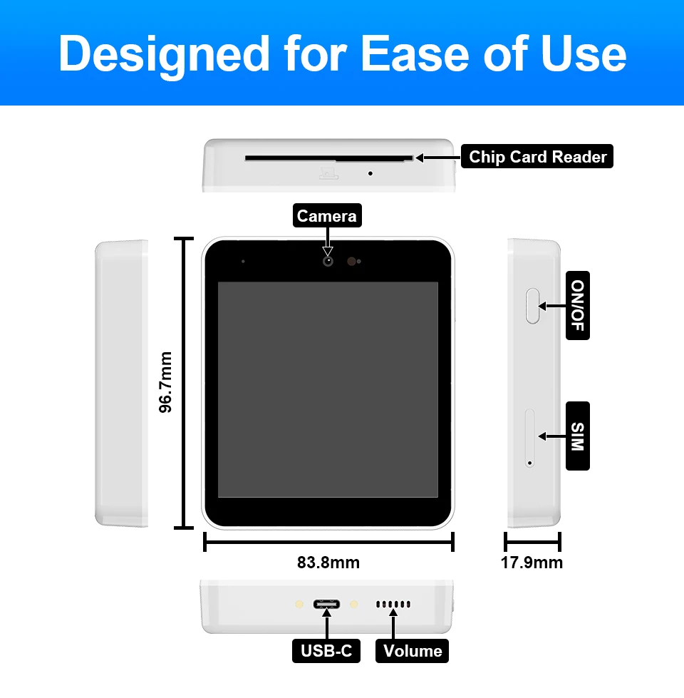 4inch Touch Screen Mobile IC Chip Card Reader Payment Device Contact POS Machine Z80