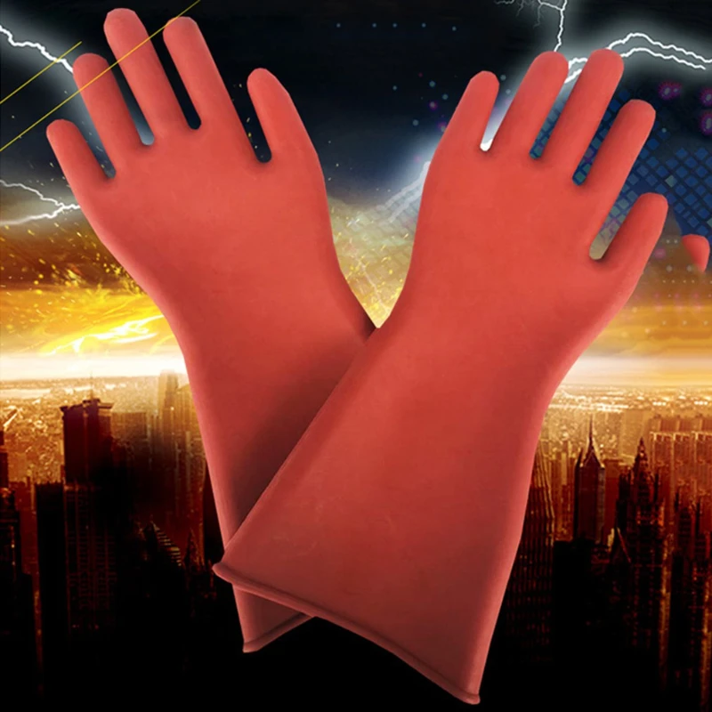 1 Pair Anti-electricity Protect Professional 12kv High Voltage Electrical Insulating Gloves Rubber Electrician Safety Glove 40cm