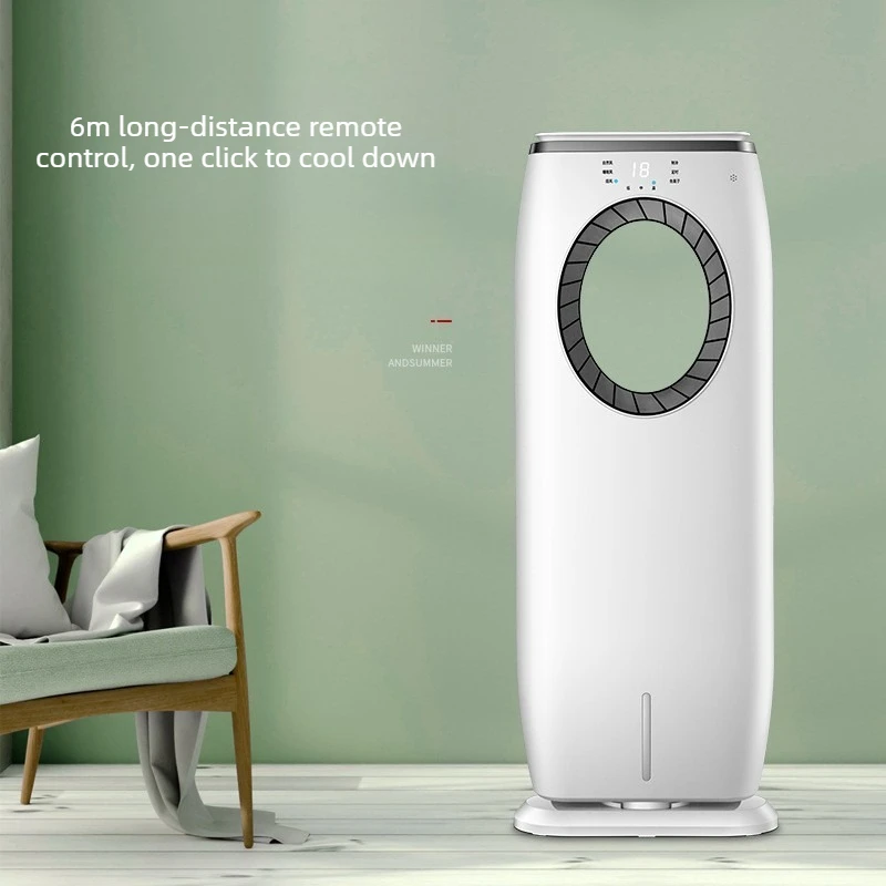 Portable Cooler Water Cooling Air Conditioner Fan for Bedroom Dormitory Bladeless Fan with Negative Ion and Remote Control