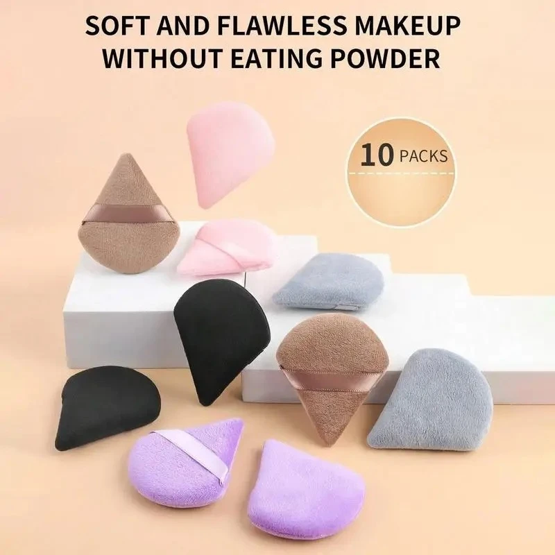 10 قطع متعددة الألوان مسحوق نفخة مجموعة مثلث الشكل القطن الناعم لمسحوق الأساس السائل مزج ماكياج أداة نفخة التجميل #2