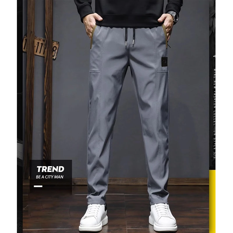 Large size cargo sweatpants men straight leg new wide autumn and winter fashion brand elasticated waist sports casual pants