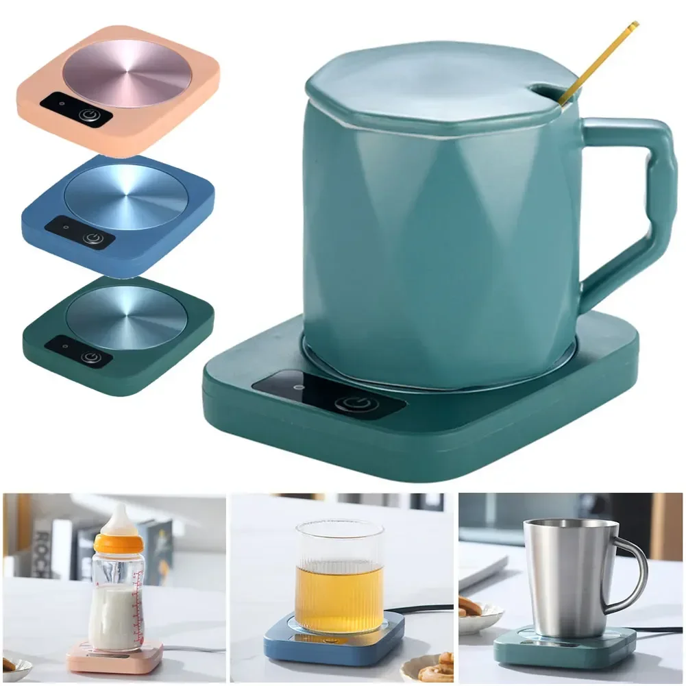 Calentador de tazas, calentador de tazas de café, té de la leche, almohadilla calefactora de agua, calentador de tazas para el hogar, estera cálida 55 ℃   Caja de regalo de posavasos de temperatura constante