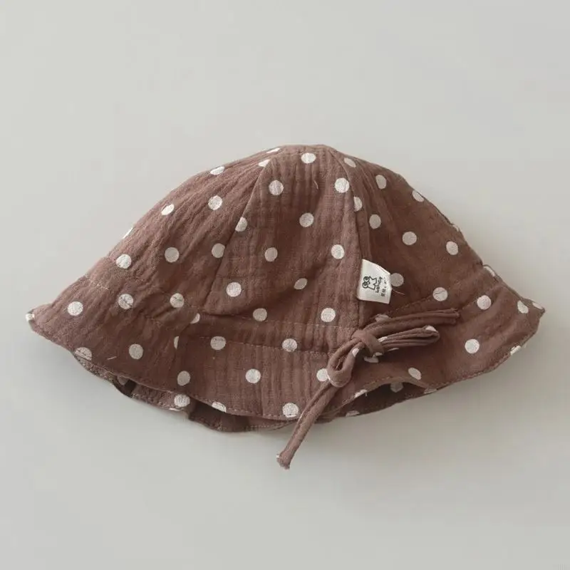 

F3KC Breathable Sun Hat Infant Fisherman Hat Cotton Bucket Hat with Dotted Pattern