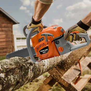 Handheld sem fio gasolina motosserra, motosserra com saco de ferramentas, ajustar a estanqueidade, ferramentas de jardim, 58CC, 2.4KW, 20