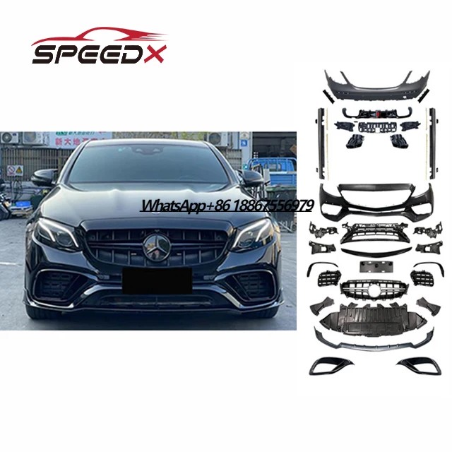 For Mercedes W213 E Class 17-20 Upgrade BBS BodyKit Front Rear Bumper Grille Front Lip Exhaust Pipe Side Skirt Bumper Kits