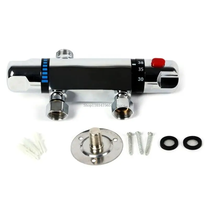 خلاط ثرموستاتي للتحكم في مستوى المياه، صنابير خلاط دش معدنية مثبتة على الحائط #4