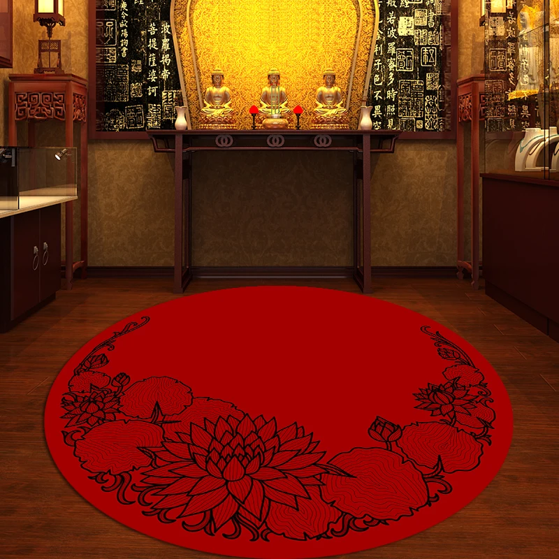 Buddha Hall Carpet Full of Household Lotus Pattern Carpet Meditation Buddha Front Mat Zen Temple Lotus Buddha Home Prayer Carpet