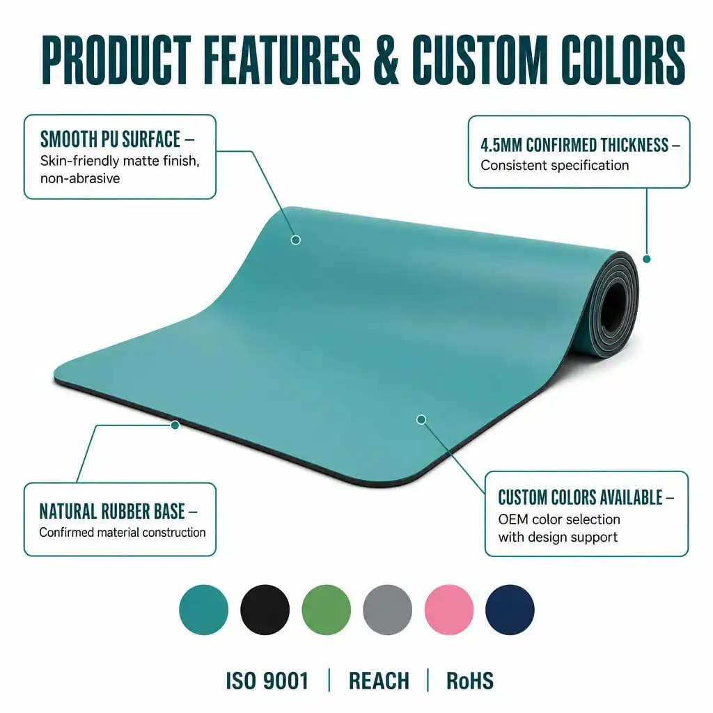 Yoga Mat Smooth Matte Non-Slip 183 x 68 cm Natural Rubber Pad for Home Studio HOT!
