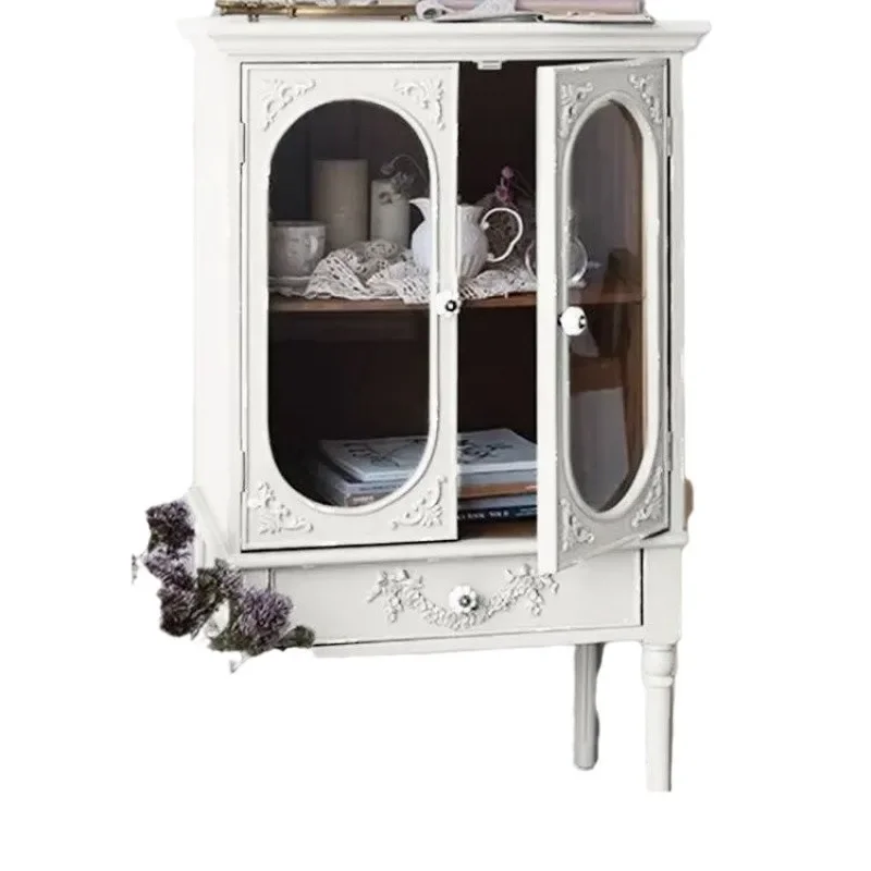 

French retro light luxury display storage cabinet, sofa bedroom display European old decorative cabinet