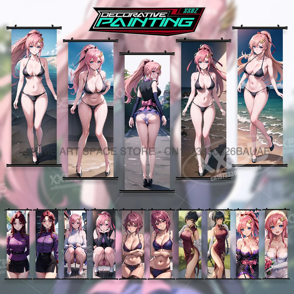 

Gundam Anime Hanging Painting Lacus Clyne Home Decor Stellar Loussier Poster Flay Allster Scrolls Picture Miriallia Haw Wall Art