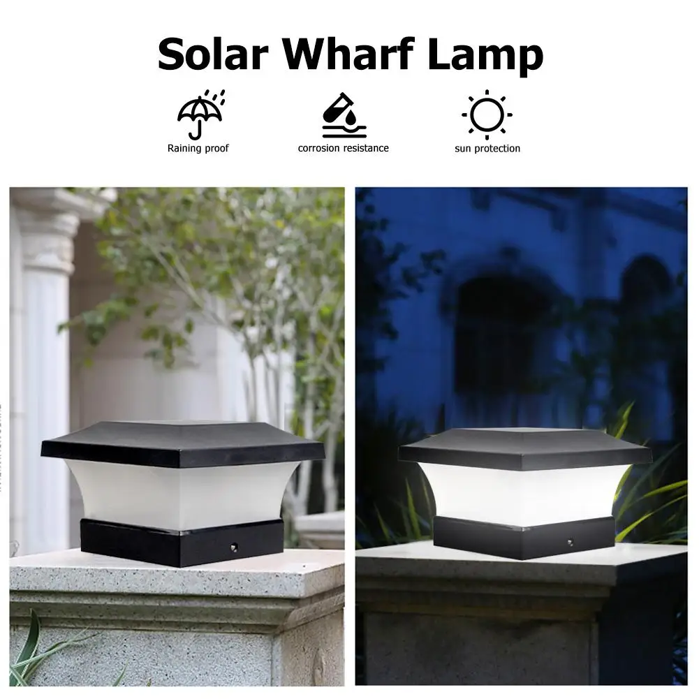 6LED Solar Power Fence Light Waterproof Square Column Lamp Garden Decoration Low Heat Radiation with Long Service Life