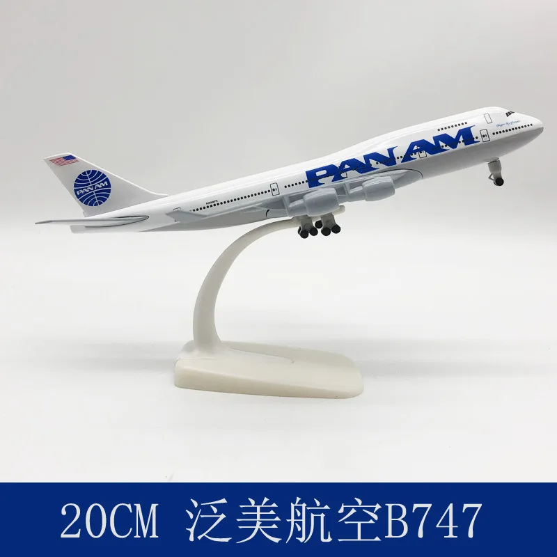 Diecast Plane Model for Pan American Airways PAN AM 747 B747 Die-cast Metal Airplane Model with Wheels 20 Cm Plane Model