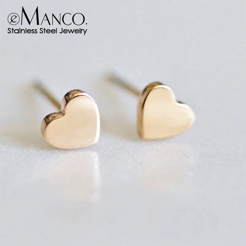 eManco Not Fade Stainless Steel Earrings for Women Small Heart Stud Earrings 2022 Wholesale Tiny Korean Clip on Earring Jewelry