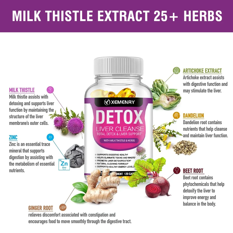 Milk Thistle Extract - Detox Skin Care Skin Liver Repair Formula Aids Digestion and Elimination of Toxins Non-GMO