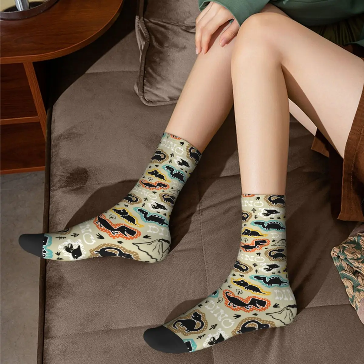 Unisex Cartoon Dinosaurs Socks, Warm Crew Socks, Cool Dress Acessórios, Melhor Gift Idea