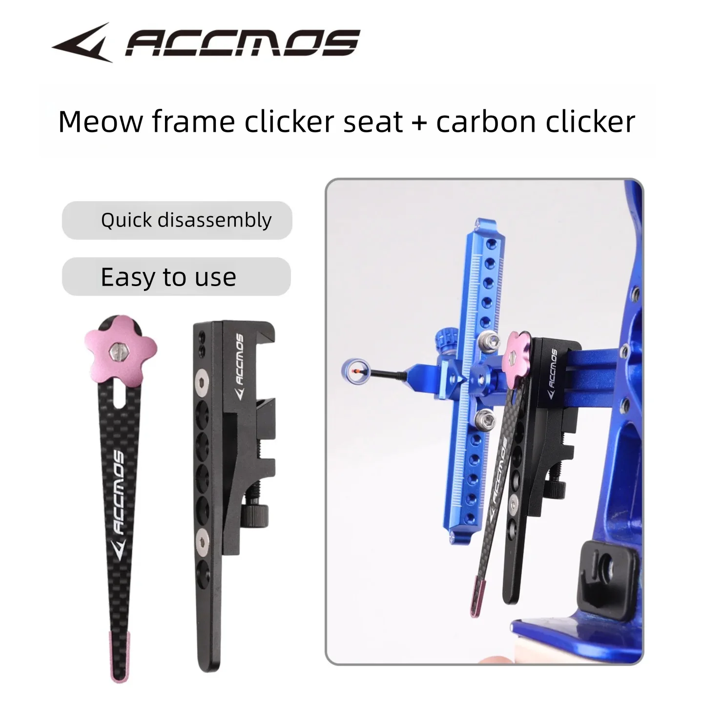 Archery Aluminum Alloy Frame Clicker Seat + Carbon Clicker Recurve Bow Sight Accessory
