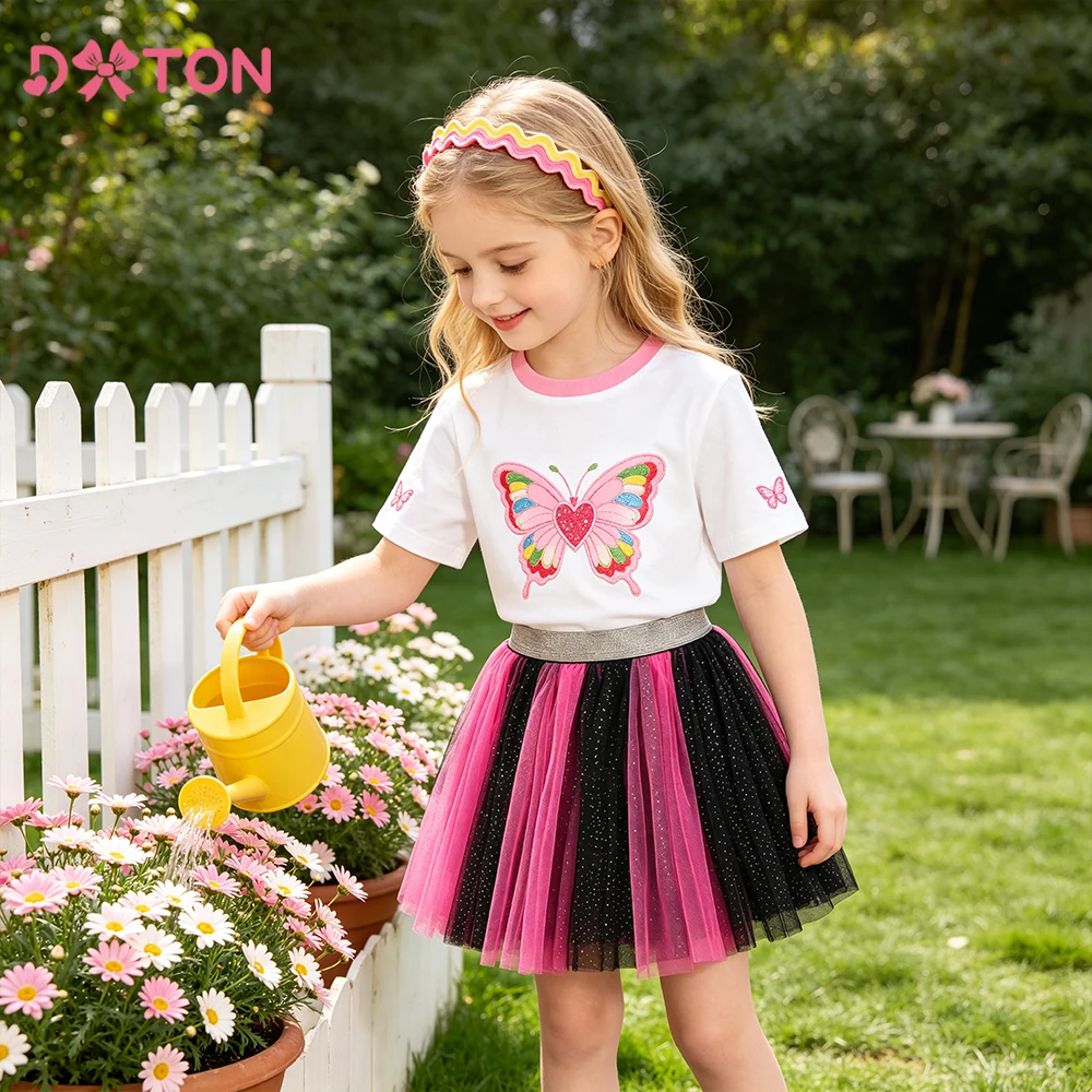 

DXTON Girls Mesh Miniskirts Kids Ballet Princess Tutu Skirts For Girls Colorful Tulle Elastic Toddler Summer Patchwork Clothing