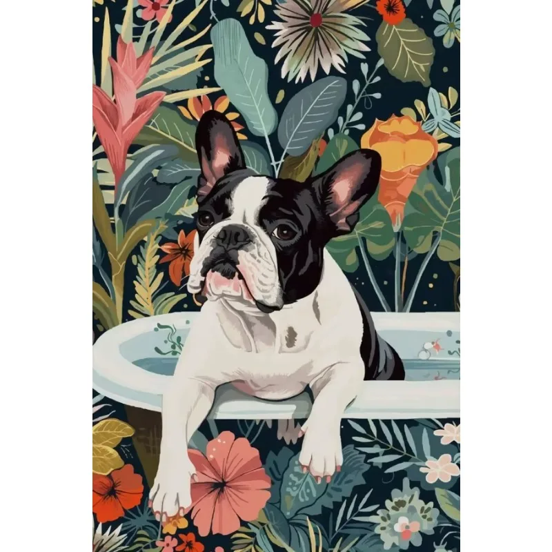 Cavoodle French Bulldog Dachshund Shiba Inu Corgi Greyhound Canvas Painting Wall  Jungle Tropical Poster Print Bathroom Decor