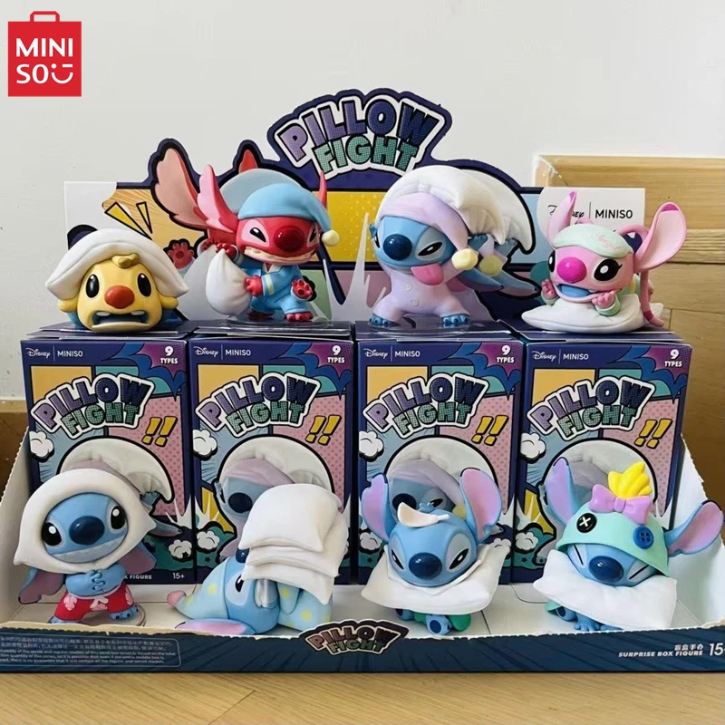 Miniso Disney Blind Box Stitch Poduszka Fight Seria Model Śliczna Kolekcja Ozdoby Dekoracyjne Anime Zabawka Dla Dzieci Prezent Urodzinowy