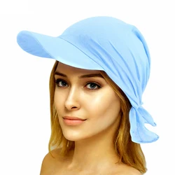 Turbante de Bandana Unisex para mujer, pañuelo de cabeza ajustable de algodón, gorra de béisbol para playa, protección Uv, sombreros para el sol, visera cuadrada, bufanda