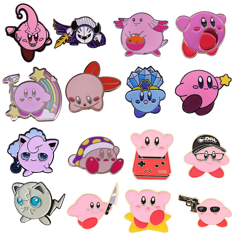 Anime Games Kirby Enamel Pins Collect Kawaii Magic Spirit Metal Cartoon Brooch Backpack Collar Lapel Badges Fashion Jewelry Gift