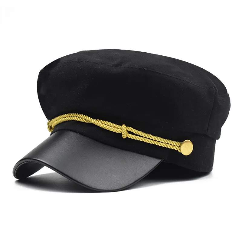 

Hot Sale New Pure Cotton Patchwork PU Beret Octagonal Octagonal Visor Cap French Cap Classic Autumn Spring Winter