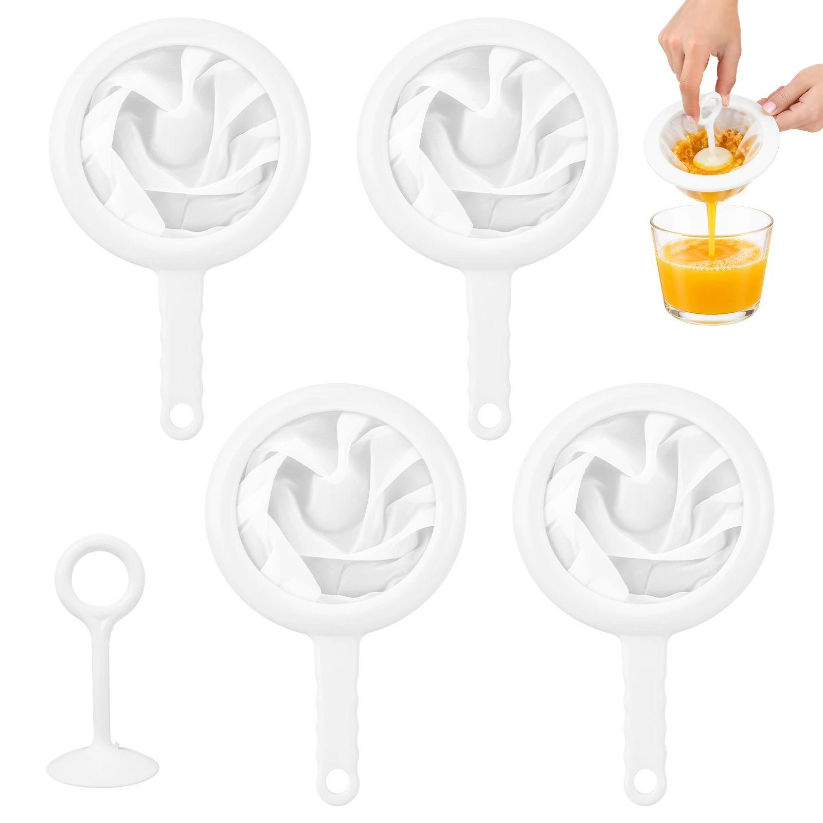 4 Pcs Ultra Fine Filter Mesh Strainer Spoon 80/100/200/400 Mesh Liquid Filtering Strainer Reusable Filter Screen Sieve for Juice