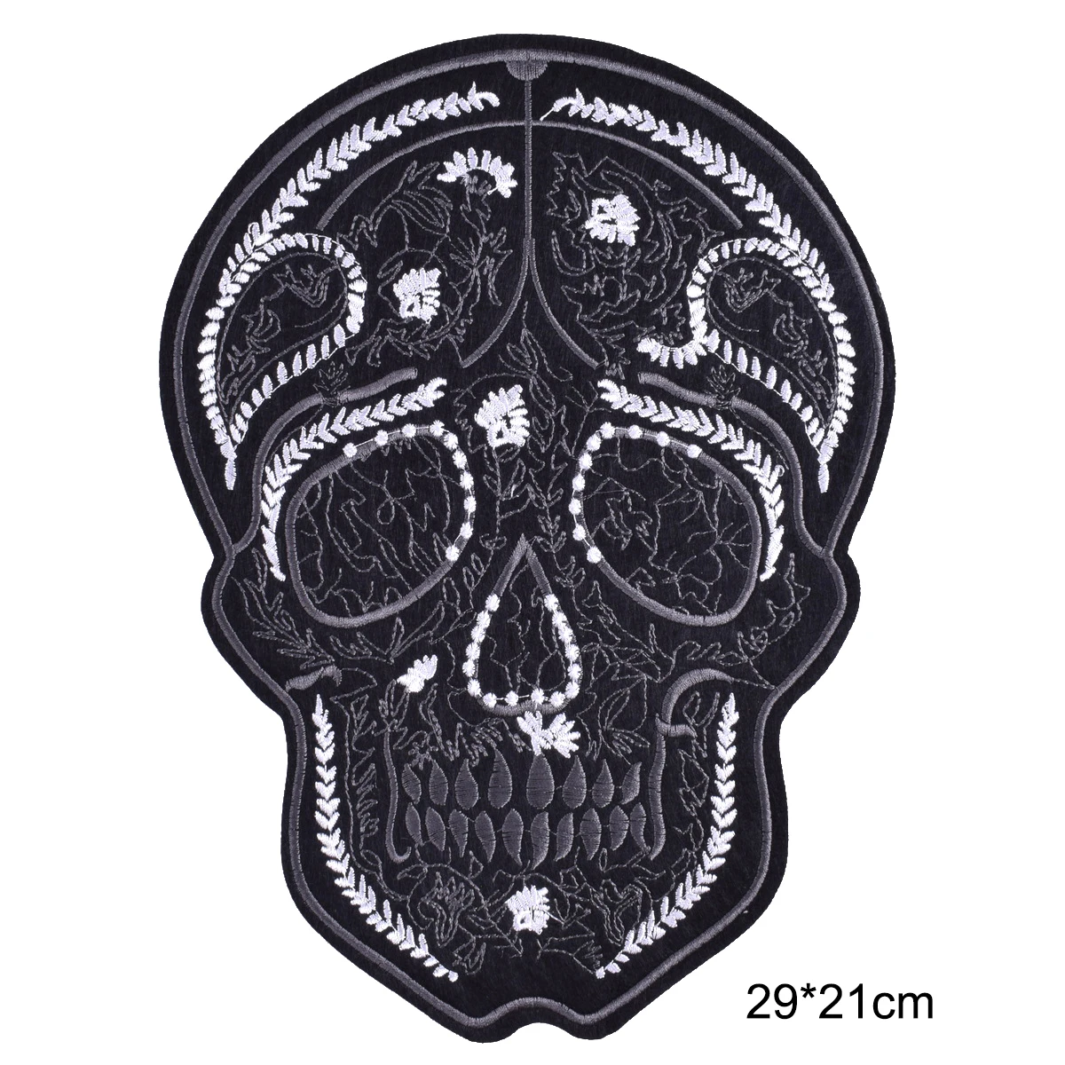 Big Black Skull Embroidery Patches Iron on Patch Sew-on Embroidered Appliques Thermo Stickers DIY Clothing