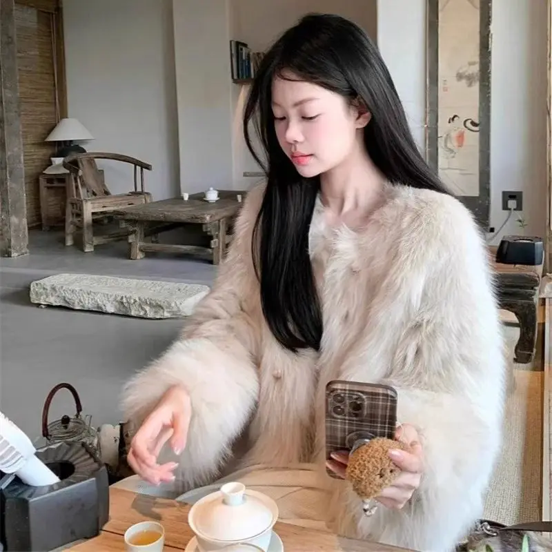 

Women's Coat 2025 Winter fur Women's top fox fur fur Coat Female Fur Medium Long Style New Style Temperament High-end Feeling 99