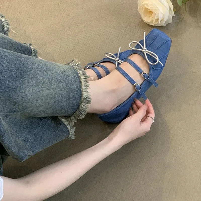 Exquisite Bowtie Women Sandals Fashion One Strap Summer Shoes Luxury Designer Flats 2024 New Chaussures Simple Round Toe Sapato