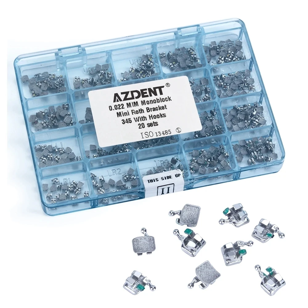 400 teile/schachtel AZDENT Dental Halterung Kieferorthopädische Zahnspangen MIM Monoblock Mini Roth 0,022/0,018 Haken 3 4 5 Zahnmedizin – Detail 2