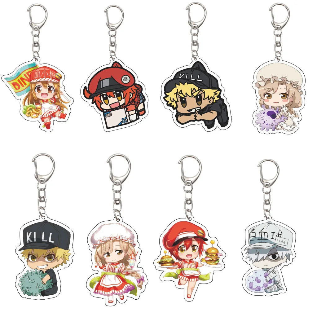 Células en Acción! Anime de 55MM Llavero Acrílico con Forma de Células: Glóbulos Rojos, Glóbulos Blancos, Plaquetas, Regalos de Navidad