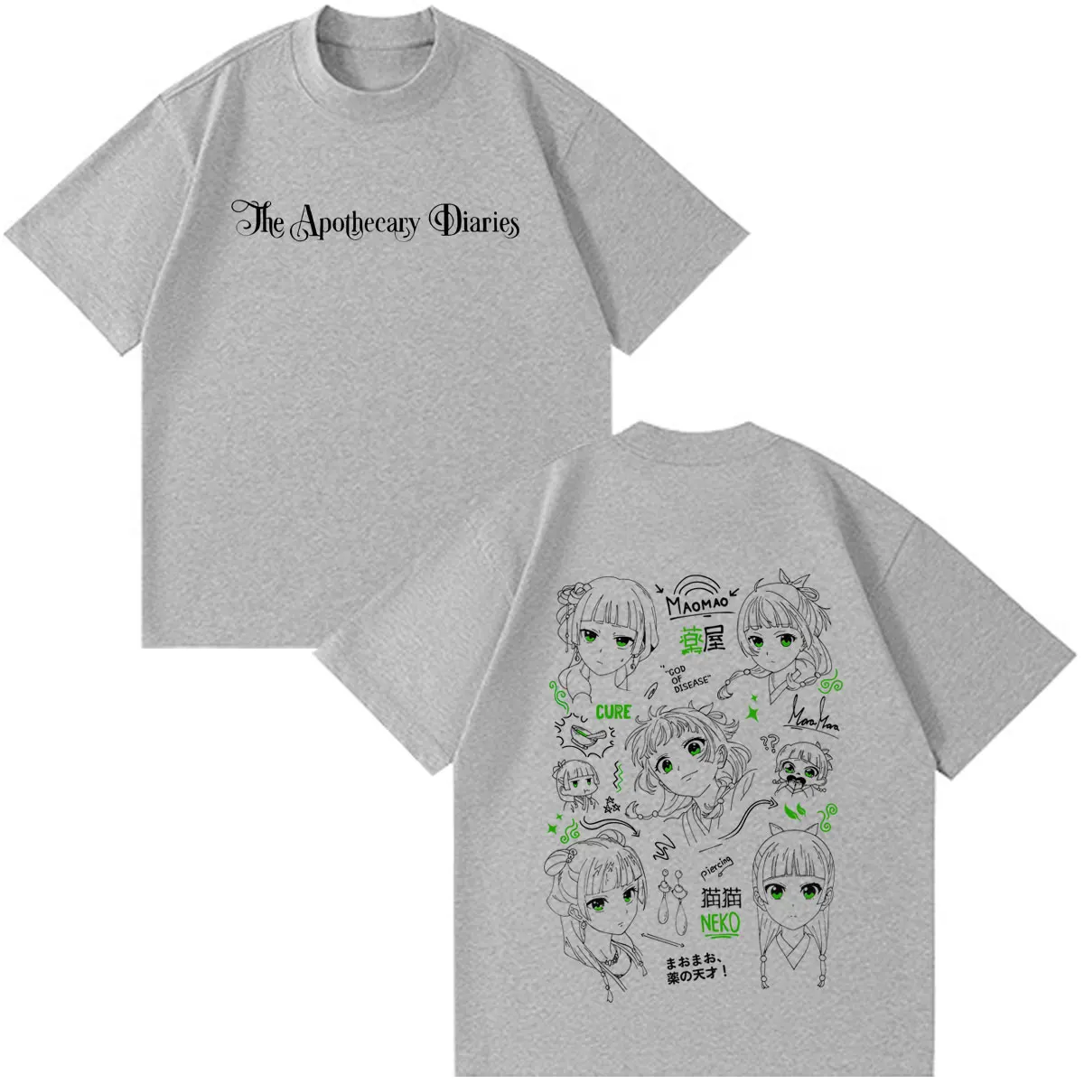 Anime The Apothecary Diaries Print T-Shirt Men Women Vintage T-shirt Short-sleeved Loose  Casual Cotton Hip-hop T-shirts Tops