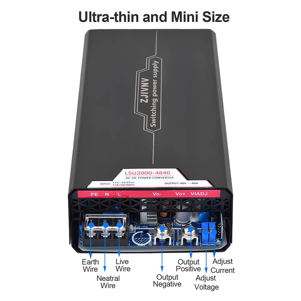 2000W Switching power Supply DC 12V 24V 36V 48V 72v 110V adjustable PSU SMPS MINI SIZE Constant Voltage current