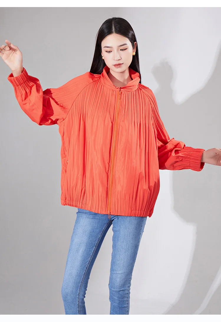 

Winter Casual Pleated Short Cotton Coat Women Solid Color Loose Warm Jackets Fashion 2024 Winter New Clothing Pleated Long Sleev