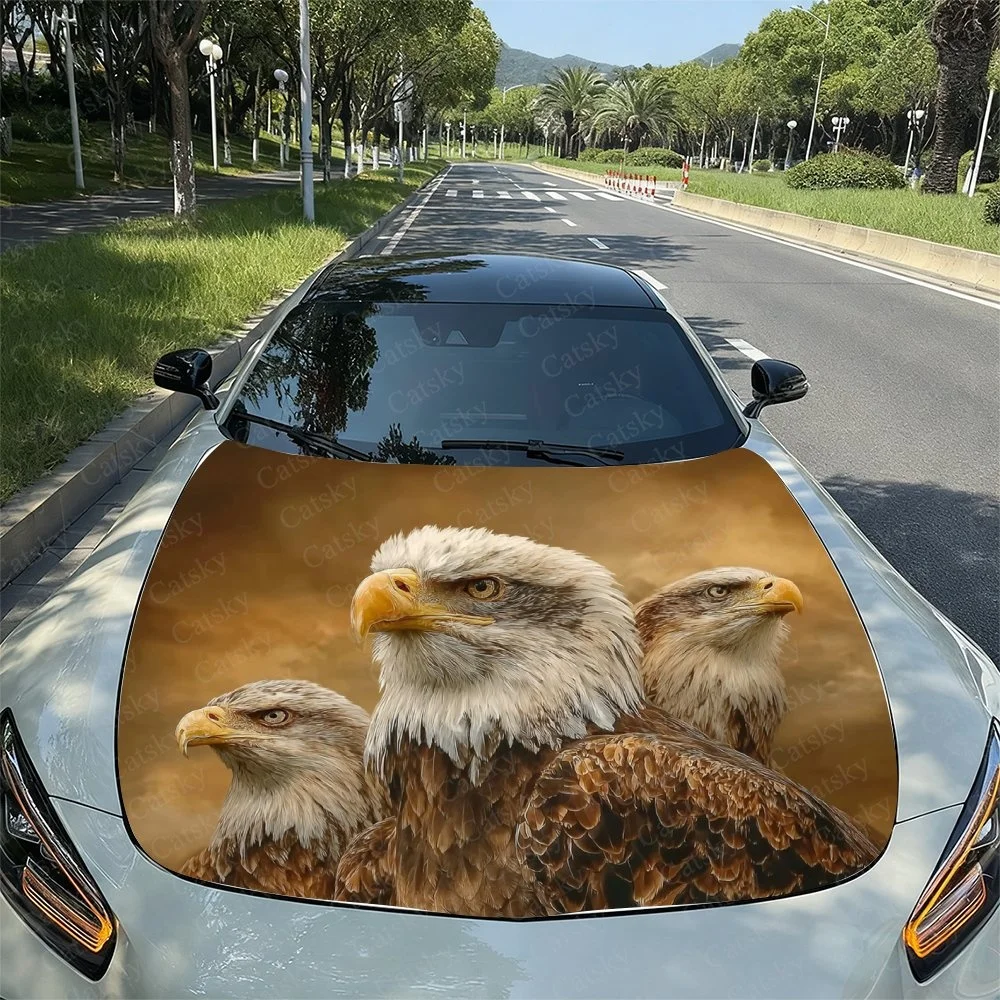 Eagle Overlook Car Hood Sticker PVC Self Waterproof Stick, Striking Auto Exterior Accessories Decor Protect Gift for Car Lover