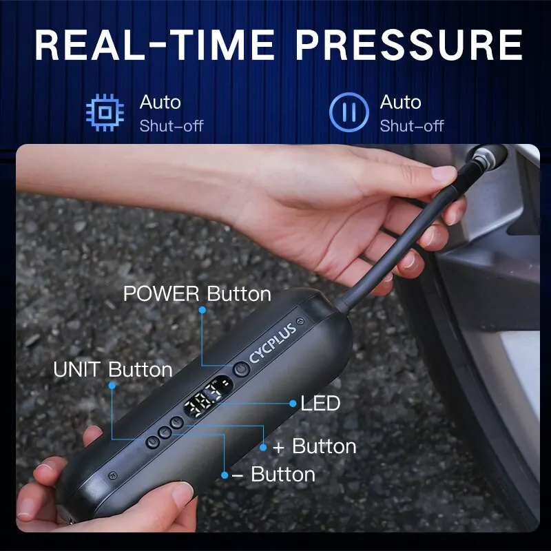 CYCPLUS A2 Air Compressor Wireless Bicycle Pump for Car Tire High Pressure 150psi Portable Smart Air Inflator for MTB Bike Ball