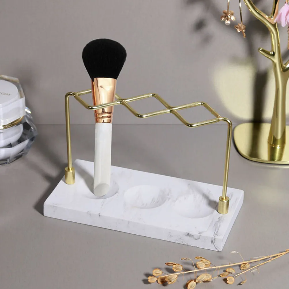 Marble Makeup Organizer Desktop Storage Rack for Cosmetics Brushes Toothbrushes Lipsticks Foundations Eyeshadows Blush Bronzer